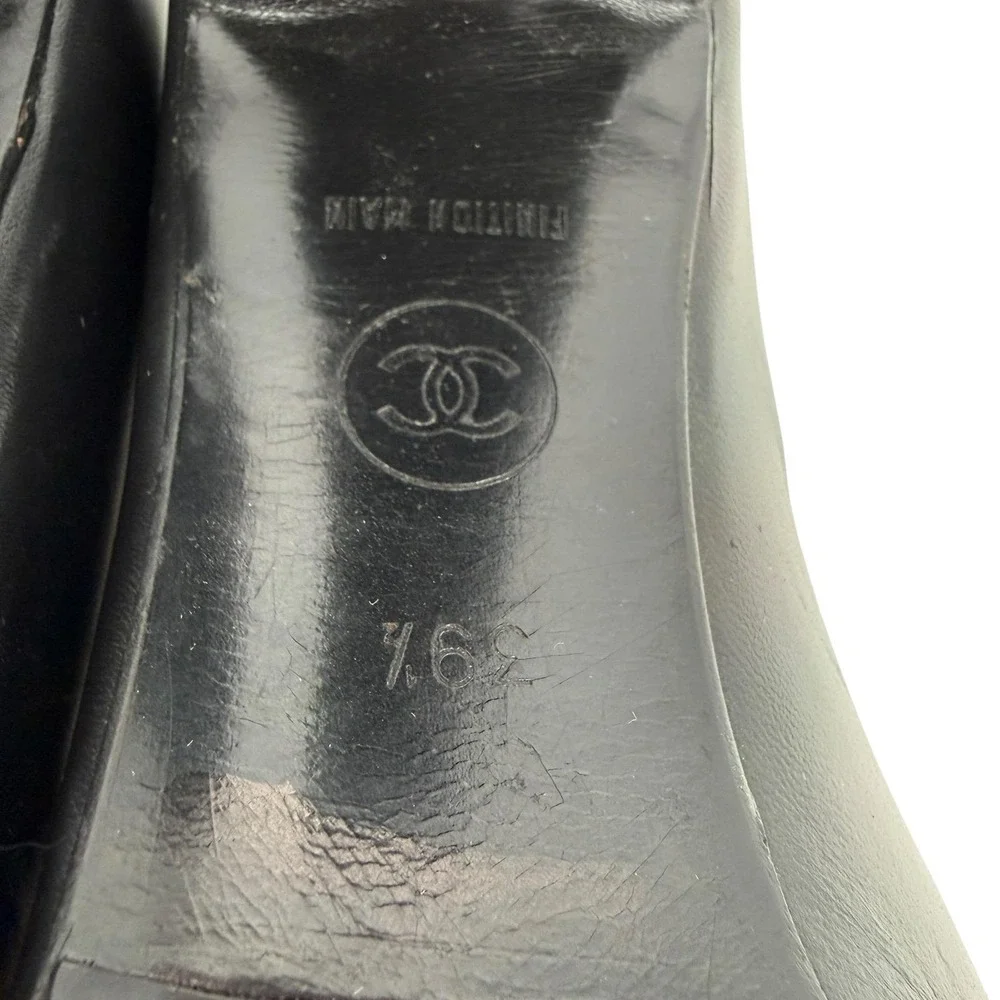 Chanel Black Leather Pump Heels